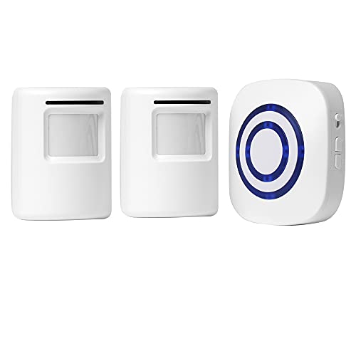 Actpe Haussicherheits-Einfahrtsalarm, Bewegungssensor-Alarm Outdoor-Gong-Kit mit 1 Plug-in-Empfänger und 2 PIR-Bewegungssensor-Detektor-Alarm für Business Home Office Shop, LED-Anzeigen, 855842 von Actpe