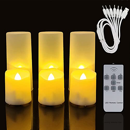 Wiederaufladbare LED Elektrische Kerze Licht Flammenlos Blinkend Home Dinner Dekoration Weihnachten Hochzeit Geburtstag Party Feier Halloween Teelichter mit Timer & Fernbedienung 6 Stück von Actpe