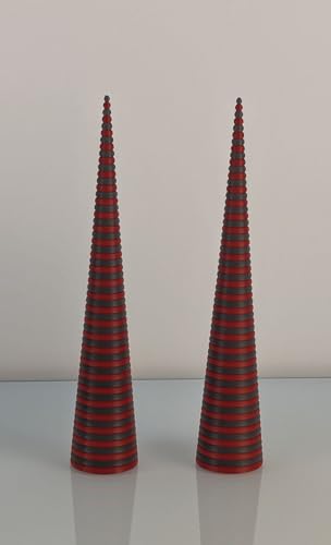 AcubycArt Deko-Spitzen aus Kunststoff (2er Set) -Wohndeko- (Rot/Grau, 28 cm (Höhe)) von AcubycArt