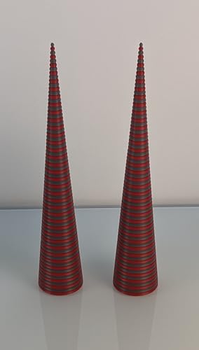 AcubycArt Deko-Spitzen aus Kunststoff (2er Set) -Wohndeko- (Rot/Grau, 35 cm (Höhe)) von AcubycArt