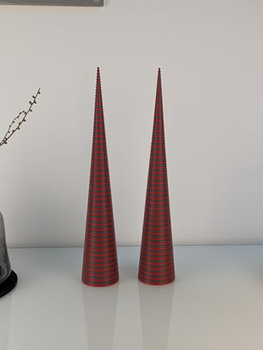 AcubycArt Deko-Spitzen aus Kunststoff (2er Set) -Wohndeko- (Rot/Grau, 42 cm (Höhe)) von AcubycArt