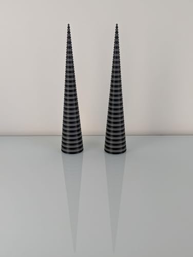 AcubycArt Deko-Spitzen aus Kunststoff (2er Set) -Wohndeko- (Schwarz/Grau, 28 cm (Höhe)) von AcubycArt