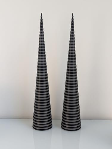 AcubycArt Deko-Spitzen aus Kunststoff (2er Set) -Wohndeko- (Schwarz/Grau, 42 cm (Höhe)) von AcubycArt