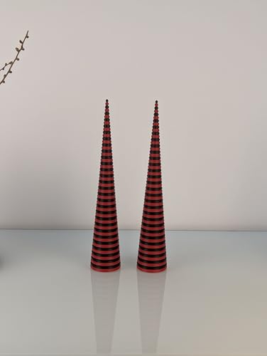 AcubycArt Deko-Spitzen aus Kunststoff (2er Set) -Wohndeko- (Schwarz/Rot, 28 cm (Höhe)) von AcubycArt