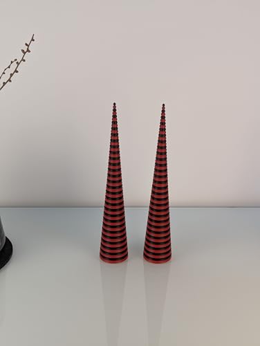 AcubycArt Deko-Spitzen aus Kunststoff (2er Set) -Wohndeko- (Schwarz/Rot, 35 cm (Höhe)) von AcubycArt