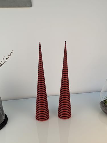 AcubycArt Deko-Spitzen aus Kunststoff (2er Set) -Wohndeko- (Schwarz/Rot, 42 cm (Höhe)) von AcubycArt