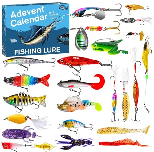 Acunny Countdown Adventskalender - 2025 Weihnachtsangeln Köderset Countdown - Tackle Realistische Köder Für Flüsse Seen Süßwasser Salzwasser Riff Küstennahe Outdoor Urlaub Geburtstag Freunde Acunny Countdown Adventskalender - 2025 Weihnachtsangeln Köderset Countdown - Tackle Realistische Köder Für Flüsse Seen Süßwasser Salzwasser Riff Küstennahe Outdoor Urlaub Geburtstag Freunde von Acunny