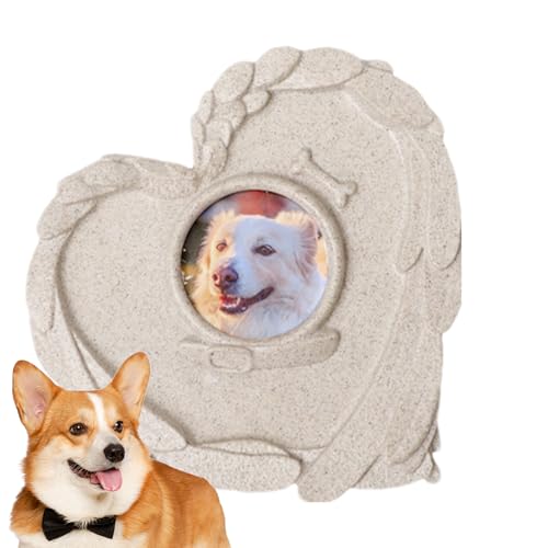 Acunny Grabstein für Hunde, Gartenstein in Hommage – Friedhofsmarkierung in Herzform mit Bilderrahmen und Grabdekoration von Acunny