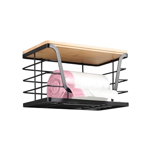 Acunny Müllbeutel Spender - Holz Oberfläche Wäscheraum Organizer | Wandlager Stapelbar Gestell Für Küche Wohnheim Dorm Wohnmobil Toilette Balkon Bad Schlafzimmer von Acunny