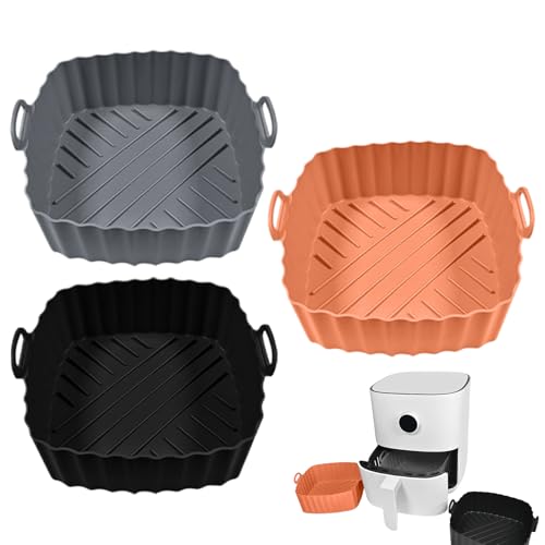 Acunny Silikoneinlagen für Fritteuse – Tablett für Backofen und Töpfe 3-teilig – quadratische hitzebeständige Beschichtungen zum Kochen, Braten, Mikrowellen und von Acunny