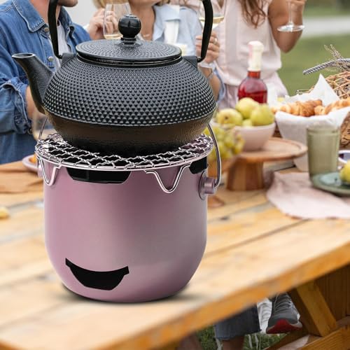 Acunny Tragbarer Grill mit Holzkohle | Camping Grill Mit Bratrost & Tragegriff - Stahl Barbecue Ausrüstung Für Reisen Camping Kochen Garten Balkon von Acunny