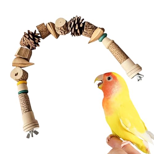 Acunny Vogelspielzeug Für Sittiche, Schnabelpflege Spielzeug Für Wellensittiche Im Käfig, Holzspielzeug Mit Tannenzapfen Und Schnur, Naturnahe Käfigdekoration Für Sittiche, Nymphensittiche, Aras, von Acunny