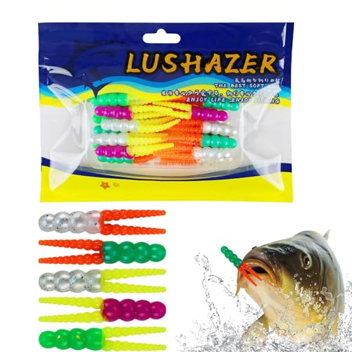 Acunny Weiche Kunstköder Zum Angeln | Süßwasser-Angelköder,T-Schwanz Grub Wurm Köder Set Mit 20 Stück Für Süßwasser Und Salzwasser Angelausrüstung von Acunny
