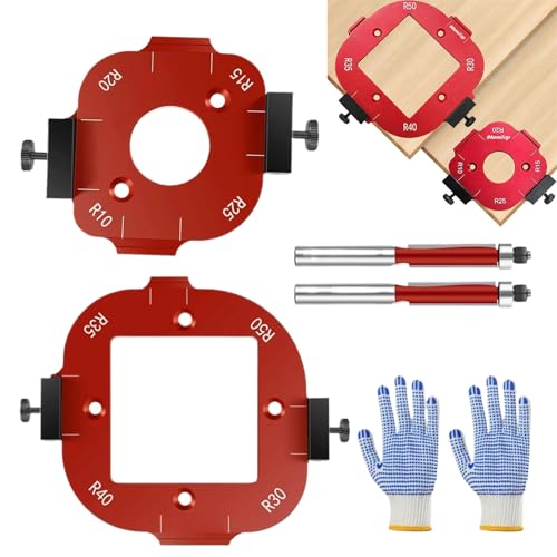 Acunny Winkelradius-Schablone für Oberfräse – doppelte Positionierungsschablone für Winkelbogen, gebogene Schnittführung mit Schablone aus Aluminiumlegierung für Holzbearbeitung von Acunny