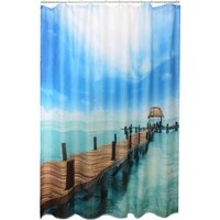 Duschvorhang blau weiß braun Kunststoff B/L: ca. 180x200 cm von Acus