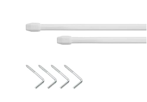 Vitragestangen Bistrostangen weiß 2-er Set komplett mit Haken ausziehbar von 60-90cm von Acus Textiles