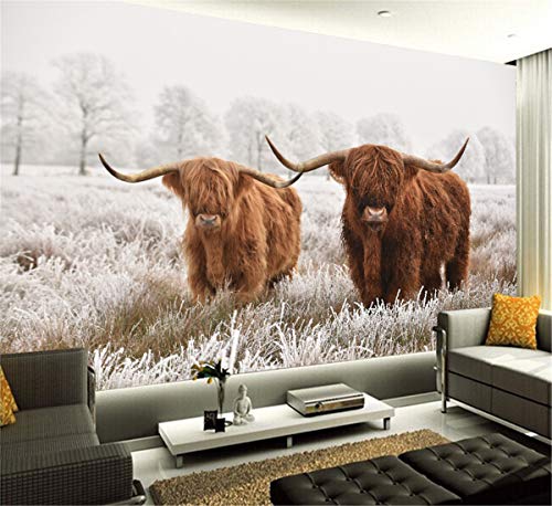 3D Benutzerdefinierte Highland Kuh PVC Poster Vieh Leinwand Kunst Gemälde Yak Wand Wohnzimmer Schlafzimmer Dekoration, 200 cm X 140 cm von Acutray