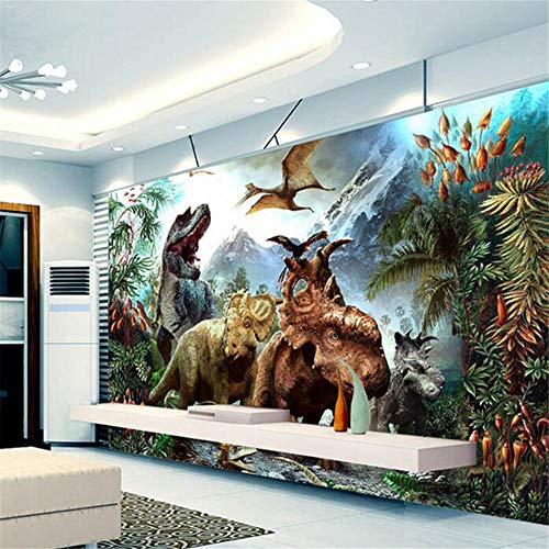 Fototapete Dekor Wallpaper Benutzerdefinierte 3D Poster 3D Cartoon Dinosaurier Vlies Wandbild Wohnzimmer Schlafzimmer Kinderzimmer Wandbilder Tapete, 200 Cm X 140 Cm von Acutray