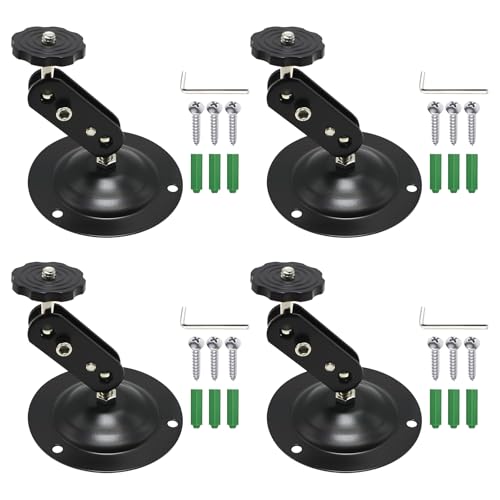 Acuxiaza 4 Stücke Halterung für Überwachungskamera, 360° Verstellbare Ring Kamera Halterung, Schwarz Kamera Wandhalterung für Schulen, Büros, Einkaufszentren, mit Befestigungsteilen von Acuxiaza