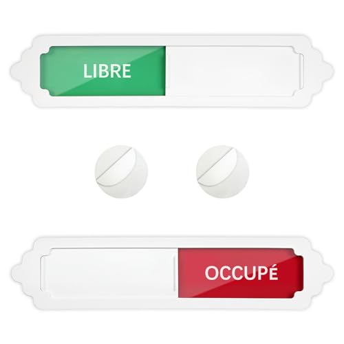 Acuxiaza Freies Türschild mit Magnetverschluss und selbstklebend, 17,8 x 3,8 cm, frei/besucht, Schild für Schule, Meetings, Büros, Toiletten, Bad (weiß) von Acuxiaza