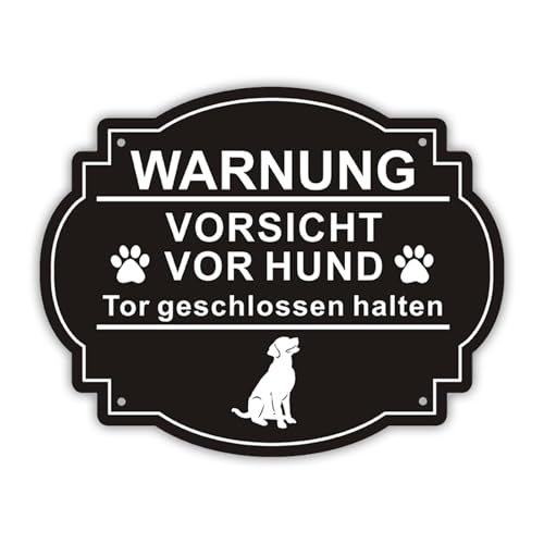 Acuxiaza 25x20 cm Vorsicht Hund Schild Aluminium Warnung Vor Dem Hund Schilder Achtung Hund Schild Das Etikett Kommt Mit Starkem Kleberücken und Wurde Bereits Mit Vier Löchern Gestanzt von Acuxiaza