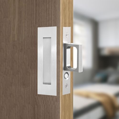 AcxdJnye Taschentür-Hardware, versenkte Fingerbündiggriffe mit Kantenzug, Schiebetürgriffe, robuster Kantenzug mit herausklappbarem Ringzug (Silber, 15,2 cm) von AcxdJnye