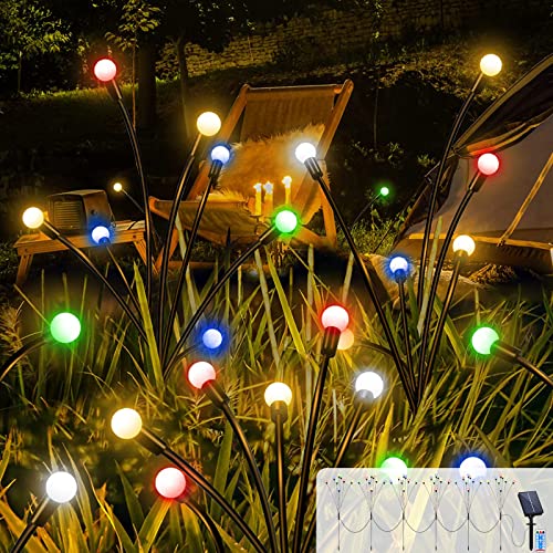 6 Stück Solar Glühwürmchen Lichter Außen, 48 LEDs Wasserdicht Beleuchtung Glühwürmchen Licht, 8 Beleuchtungsmodi, Fernbedienung, Schwingende Lichter für Gehwege Terrasse Garten Decor von Acxilexy