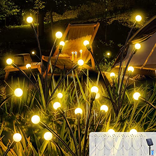 Acxilexy 6 Stück Solar Glühwürmchen Lichter Außen, 48 LEDs Wasserdicht Beleuchtung Glühwürmchen Licht, 8 Beleuchtungsmodi, Fernbedienung, Schwingende Lichter für Gehwege Terrasse Garten Decor von Acxilexy
