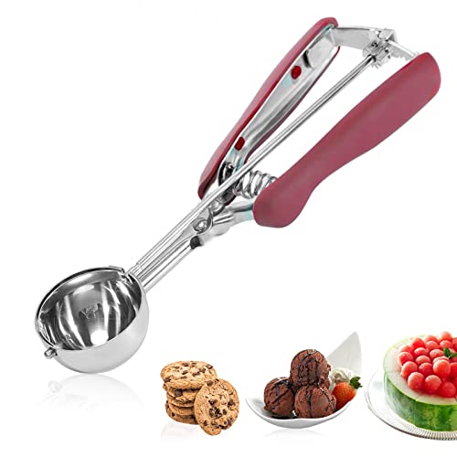 Acxilexy Edelstahl Poliert Eisportionierer, Cookie Scoop Poliert Edelstahl 5cm, Eisportionierer Edelstahl mit Auslöser für Eiscreme, Plätzchen, Kuchen Teig von Acxilexy