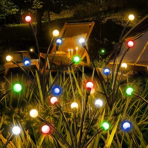 2 Stück Solar Glühwürmchen Lichter Außen, Wasserdicht Glühwürmchen Lichter, 20 LED Beleuchtung Glühwürmchen Licht, 2 Modus Schwingende Garten Lichter für Gehwege Hof Terrasse von Acxilexy