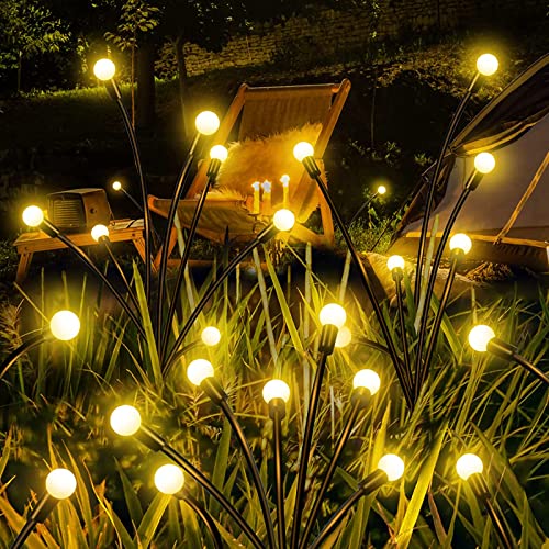 Acxilexy 2 Stück Solar Glühwürmchen Lichter Außen, Wasserdicht Glühwürmchen Lichter, 20 LED Beleuchtung Glühwürmchen Licht, 2 Modus Schwingende Garten Lichter für Gehwege Hof Terrasse von Acxilexy