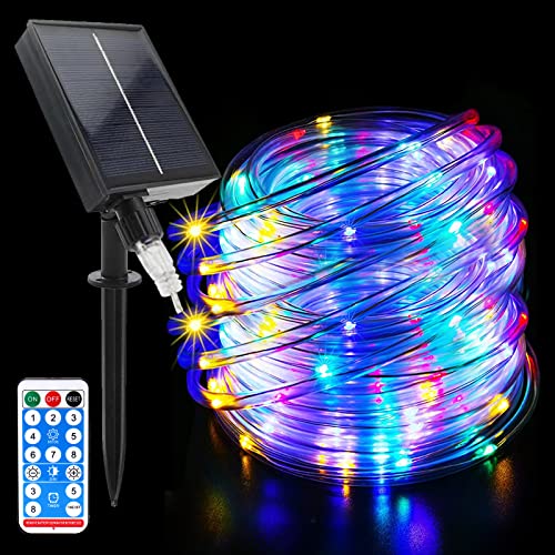 Acxilexy Solar Lichterkette, 22 M 200 LEDs Wasserdicht Flexible Solar Lichtschlauch, LED Schlauch Lichterkette PVC Rope mit 8 Beleuchtungsmodi für Aussen, Innen, Party und Weihnachten Deko von Acxilexy