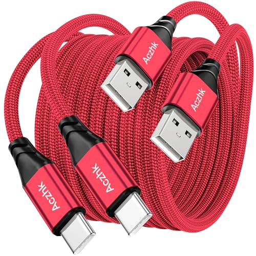 USB C Kable 6M （2 Stücke） Extra Lang USB C Ladekabel Nylon PS5 Controller Ladekabel USB Typ C Kable für Huawei P30 Mate30,Sony XperiaSamsung Galaxy S22/S21/S20,Note 10 9 8,PS5,LG V30 V20 G6 （Rot） von Aczhk
