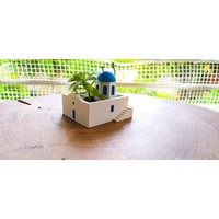 Santorini Griechenland Mediterran Haus Planter Style 2 | Handbemalt 3D Gedruckt von AdAstra3DPrints