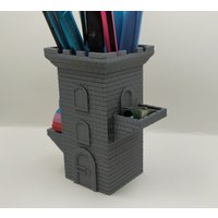 stein Ziegel Turm Bleistifthalter Schreibtisch Organizer 3D Gedruckt von AdAstra3DPrints