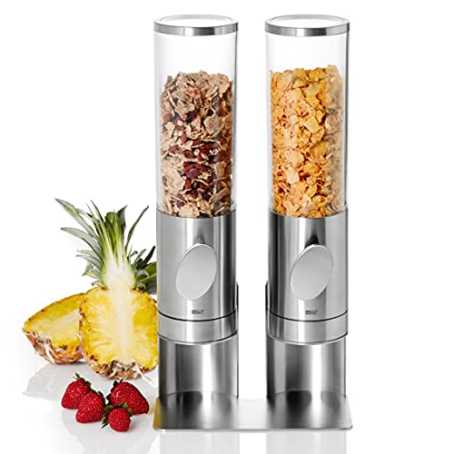 AdHoc CS12 2er Set Frühstück Cerealien-/ Müslispender mit Ständer DEPOSITO (ohne Inhalt), Edelstahl/Acryl von AdHoc