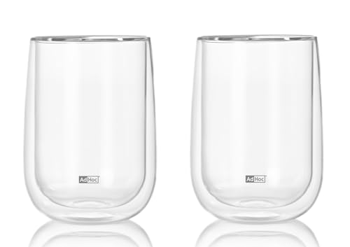AdHoc Duo Glass | Set 2x doppelwandiges Glas für Tee oder Kaffeespezialitäten | 400ml Füllmenge, Borosilikatglas von AdHoc