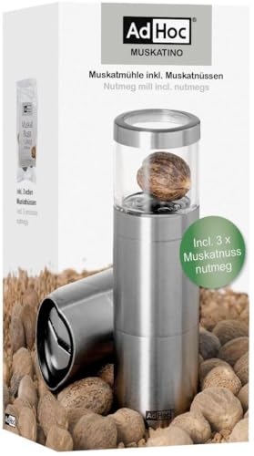 AdHoc Geschenkset 1x manuelle Muskatmühle MUSKATINO, 3x Muskatnuss inklusive von AdHoc