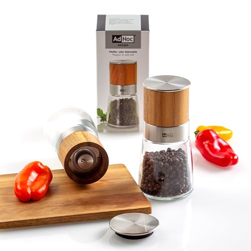 AdHoc Gewürzmühlen Set Akasia | Salz- & Pfeffermühle aus Glas & Holz | Keramikmahlwerk | Einstellbarer Mahlgrad AdHoc Gewürzmühlen Set Akasia | Salz- & Pfeffermühle aus Glas & Holz | Keramikmahlwerk | Einstellbarer Mahlgrad von AdHoc