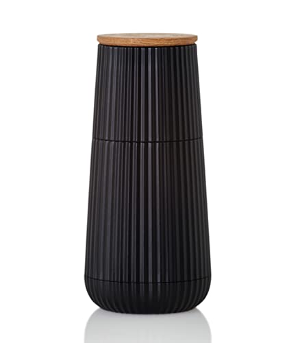 AdHoc MP151 Pfeffer- oder Salzmühle Scape im Relief Design, black, mit CeraCut® Keramik Mahlwerk (Schwarz) von AdHoc