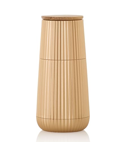 AdHoc MP154 Scape Pfeffer- oder Salzmühle, Relief-Design, Gold, mit CeraCut® Keramikmahlwerk, stufenlos einstellbar, leicht & benutzerfreundlich, in Geschenkverpackung von AdHoc