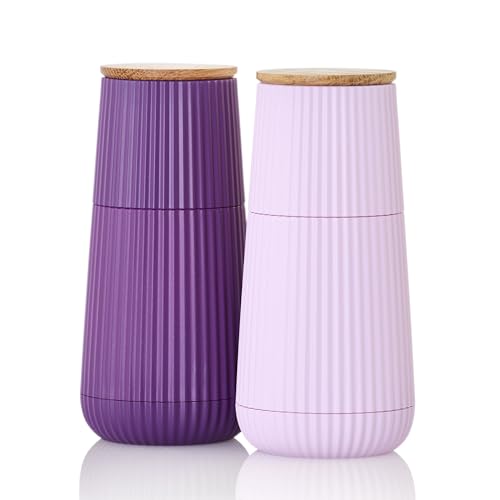 AdHoc MP156 Set Pfeffer- und Salzmühle Scape im Relief Design, dark purple&light purple, mit CeraCut® Keramik Mahlwerk von AdHoc