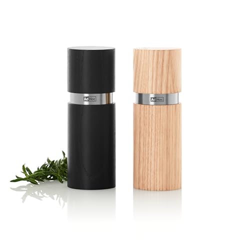 AdHoc MP460 Set Pfeffer- und Salzmühle Textura, CeraCut® Keramik Mahlwerk, Eschenholz dunkel & hell von AdHoc