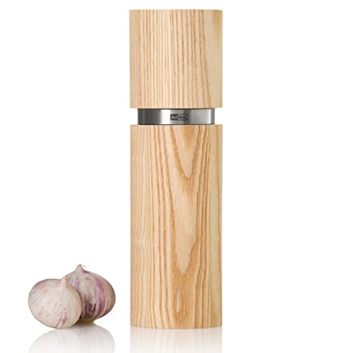 AdHoc MP472 Pfeffer- | Salzmühle Textura, CeraCut® Keramik Mahlwerk, Eschenholz sandgestrahlt, hell|Edelstahl von AdHoc