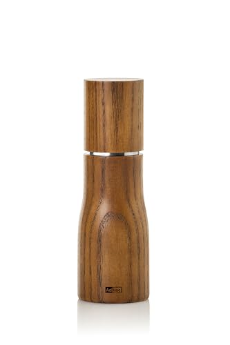 AdHoc MP847 manuelle Salzmühle oder Pfeffermühle LEVO 15 cm | langlebiges Keramik Mahlwerk & edler Holzkorpus | Mahlergebnis fein bis grob | simple Bedienung & elegantes, modernes Design (Nussbraun) von AdHoc