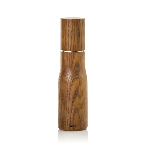 AdHoc MP848 manuelle Salzmühle oder Pfeffermühle LEVO 21 cm | langlebiges Keramik Mahlwerk & edler Holzkorpus | Mahlergebnis fein bis grob | simple Bedienung & elegantes, modernes Design (Nussbraun) von AdHoc