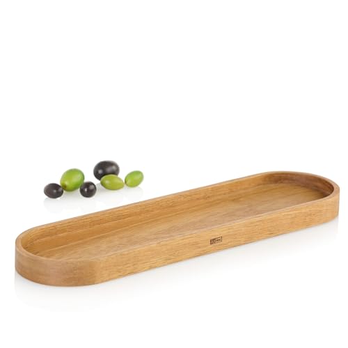 AdHoc ST43 Untersetzer für Diverse Pfeffermühlen oder Salzmühlen POSTO | Menage-Tablett auch für Kerzen, zum Servieren von Kaffee, Tee, Milch & Zucker UVM. | Akazienholz 35cm x 8,2cm von AdHoc