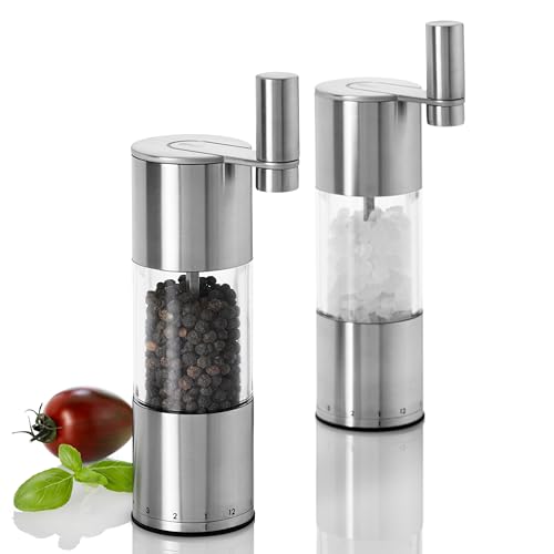 AdHoc Select Gewürzmühlen mit Kurbel | 2-er Set manuelle Salz- & Pfeffermühle mit Getriebe | 12-stufige Präzisions-Mahlgradeinstellung | Keramikmahlwerk für hartes Mahlgut | 20cm AdHoc Select Gewürzmühlen mit Kurbel | 2-er Set manuelle Salz- & Pfeffermühle mit Getriebe | 12-stufige Präzisions-Mahlgradeinstellung | Keramikmahlwerk für hartes Mahlgut | 20cm von AdHoc