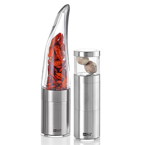 AdHoc Starter-Geschenkset | Chilimühle Pepe & Muskatnussmühle Muskatino inklusive Füllung gratis | 2 Gewürzschneider in exklusiver Geschenk Verpackung direkt von AdHoc von AdHoc