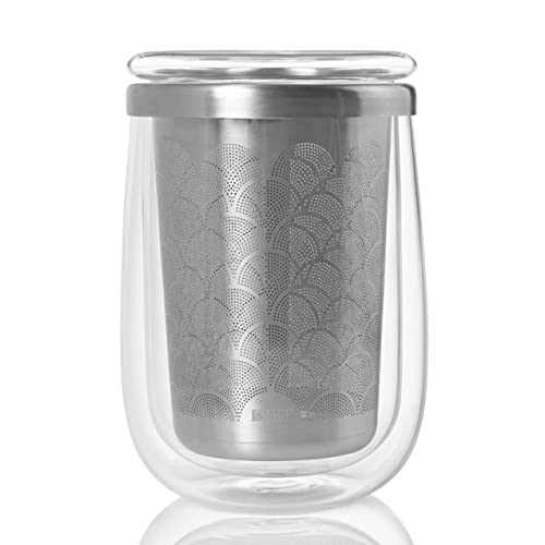 AdHoc Fusion Glass | Teeglas mit Teefilter für losen Tee | 400ml Füllmenge, Borosilikatglas/Edelstahl von AdHoc